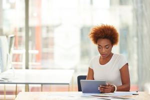 woman deep thought reading