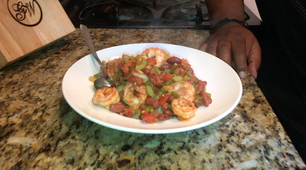 Shrimp Creole on A Bed of Rice Cauliflower