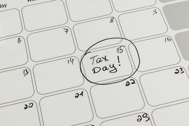Important reminder about tax day marked on calendar